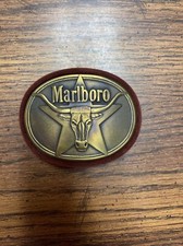 Vintage MARLBORO Longhorn Bull Belt Buckle Solid Brass 1987 Phillip Morris