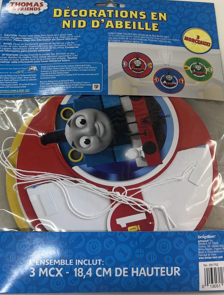 THOMAS All Aboard Friends HONEYCOMB DECORATIONS (3) ~ Birthday Party Supplies - Image 2 of 2