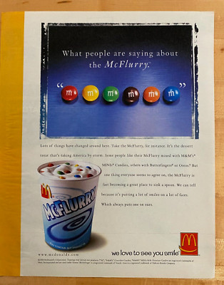 2000 Vintage Print Ad McDonald's McFlurry M&M's 10''x12''