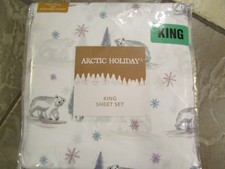 NEW KING SHEET SET POLAR BEAR PRINT MICROFIBER KING SHEETS BY ARCTIC BEAR  TREE