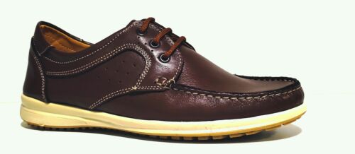 pronto moda 088m scarpa marrone vera pelle allacciata uomo estate scarpe made in - Photo 1/1