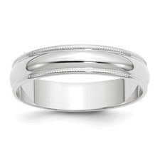 10k White Gold 5mm Milgrain Round Wedding Band Ring For Mens Size 10