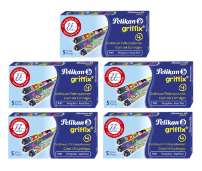 25 x Pelikan griffix Tintenpatrone für Füllhalter königsblau, Motive sortiert