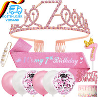 7. Geburtstag MäDchen 7 Jahre Geburtstagsdeko, 7. Geburtstagskrone Und Birthday