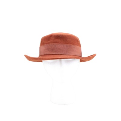 Vintage United Colors Of Benetton Rust Orange Snap Brim Travel Felt Hat