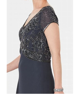 j kara women's cap v-neck beaded dress NEW J Kara Petite Women's Green Cap V-Neck Beaded Dress Maxi Gown Chiffon 14P
