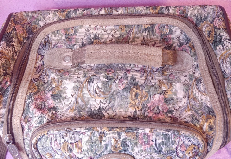 Skyway Floral Tapestry Bag Overnight Weekend Travel Khaki Shoulder Strap Vintage — 第 4/4 张图片