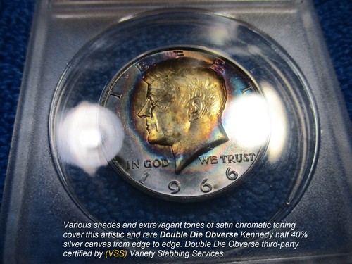 1966 KENNEDY HALF LOW POP 52/11  MS64 DDO SATIN CHROMATIC TONED GEM ANACS/VSS - Picture 6 of 18