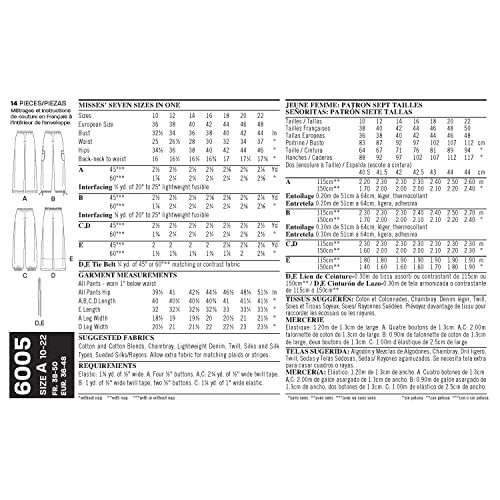 New Look 6005 - Cartamodello per Pantaloni da Donna, Taglie (u3D)
