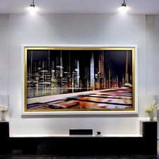 32, 43, 50,55 inch wood frame for Samsung The Frame TV, Satin white W/gold leaf