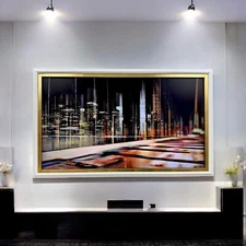 32, 43, 50,55 inch wood frame for Samsung The Frame TV, Satin white W/gold leaf