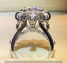 Real 925 Sterling Silver 3 CT Round Cut Moissanite Women Engagement Wedding Ring