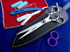 1YEAR WRNTY 7" Prof Hairdressing Hair Scissors Japanese Steel/Leather Sheath