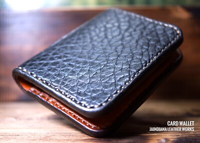 American Bison and Saddle Leather Card Wallet / Hand Sewing / From Japan