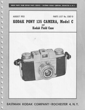 Original Kodak Parts List for Pony Model C - No. 5507-D