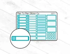 2227-7~~Turquoise Mixed Labels & Boxes Planner Stickers.