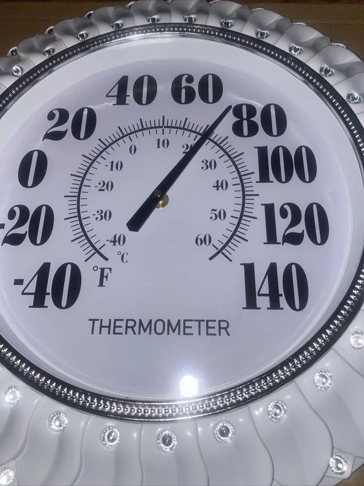 Indoor Outdoor Big Bold Thermometer, 16 Inch - White Decorative Bling - Image 4 of 4