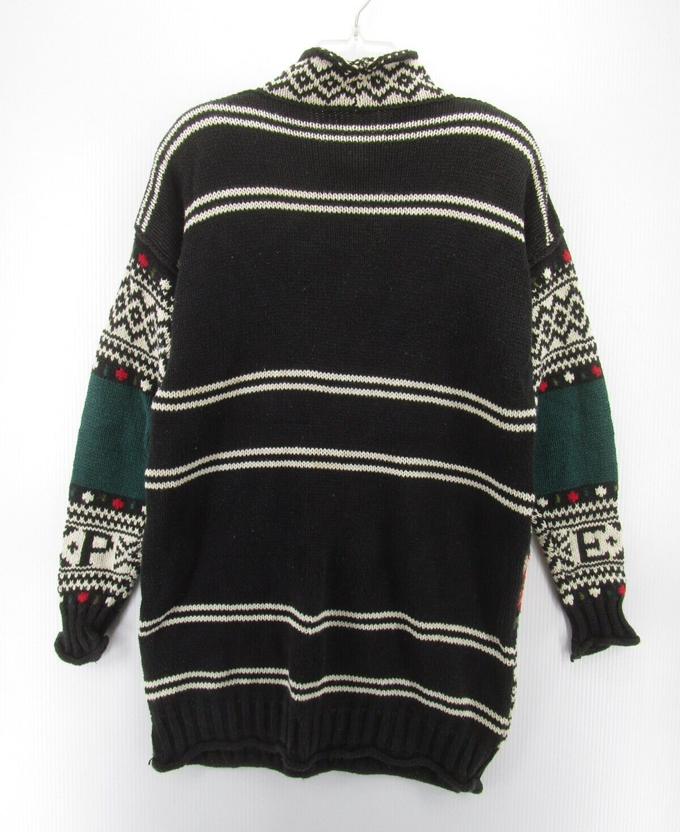 VINTAGE Express Sweater Women Medium Black Tricot Grandma