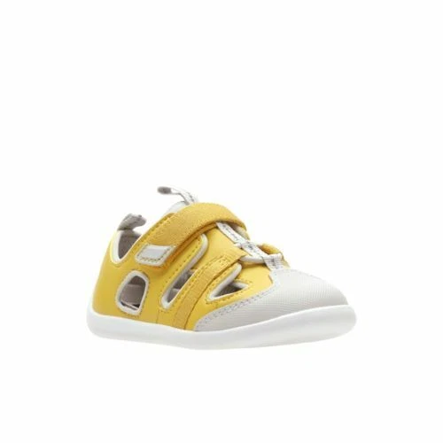Sandali da bambina Clarks Play Bright Inf F Fit gialli sintetici taglia UK 8 F