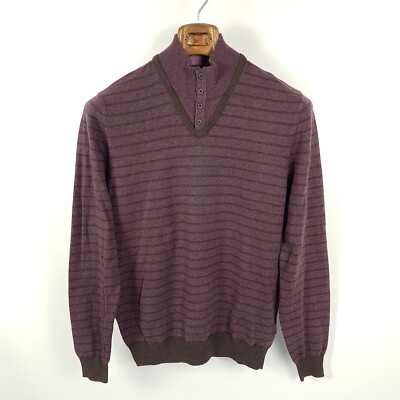 Massimo Dutti Jumper Mens M Purple Grey Cotton Cashmere Fine Knit Sweater
