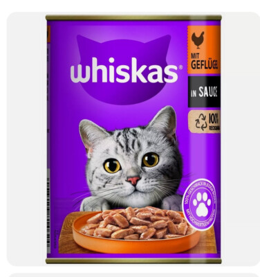12x 400g WHISKAS Cat Food IN Sauce Wet Food Cat for Cats Can