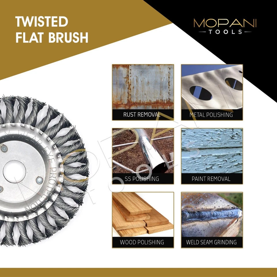 Cepillo de rueda de 2 piezas de 6 pulgadas (6" anudado trenzado) de acero inoxidable - orificio del eje: 7/8 Foto 3 de 4