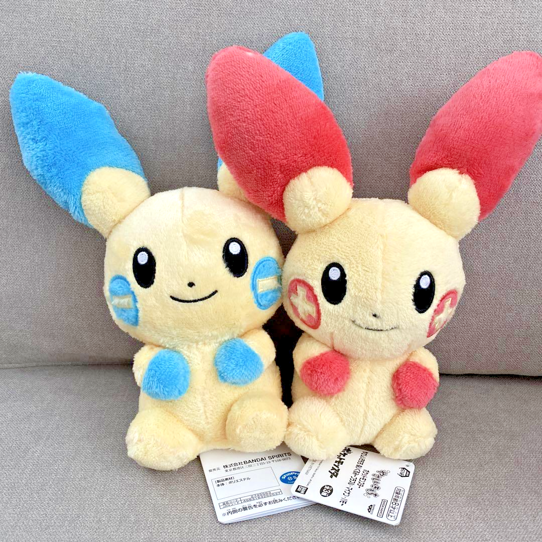 Pokemon Plusle Minun Fluffy Cute Plush Doll 13cm Set of 2