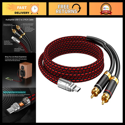 USB C to RCA Audio Cable Audiophile 2.5FT, Type C to 2RCA Male Jack Y Audio Spli