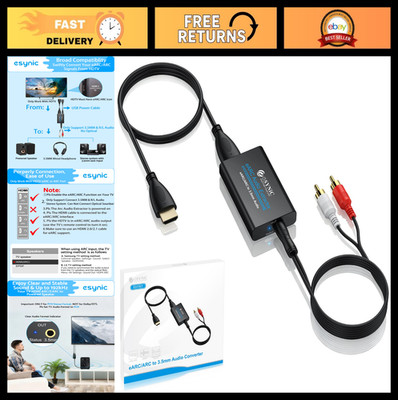 Professional eARC/ARC Audio Extractor - 7ft Cable, RCA & 3.5MM Aux Adapter, USB
