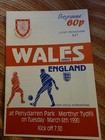 6/3/1990 Wales v England Non League Programme L12