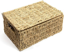 Medium Seagrass Storage Baskets with Lids for Organizing and Gifting