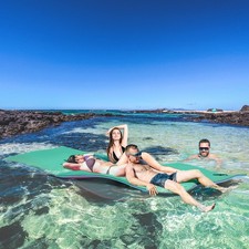 12.5' x 5' Floating Mat with Drink Holders 3-Layer Lily Pad, Green