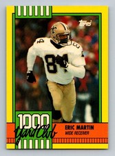 #23 1990 Topps 1000 Yard Club Disclaimer Back Eric Martin New Orleans Saints