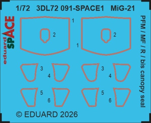 Eduard Accessories 3DL72091 - 1:72 Mig-21 Pfm / Mf/ R / Bis Canopy Seal Space 1/-image