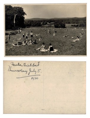 Alte Postkarte - Forellenteichbad Freibadeszene RPPC UNBESPIELT