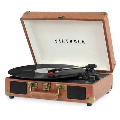 Portable Suitcase Record Player with 3-speed Turntable&Built-in Speakers | Brown