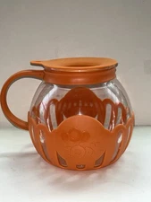 ECOLUTION MICRO-POP MICROWAVE 3QT HANDLED POPCORN POPPER GLASS & ORANGE SILICONE