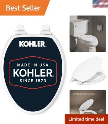 Stonewood Quiet-Close, Elongated Toilet Seat Soft Close, Durable Wood, Easy I...