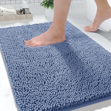 Yimobra Washable Bathroom Rug Super Soft Chenille Bath Mat 24x17 Denim Blue
