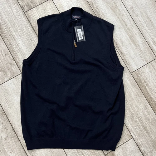 Roundtree Yorke Mens 1/4 Zip Vest Tall 2XT Dark Navy Blue Casual Golf Active NWT