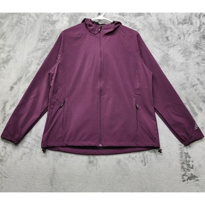 New Balance Jacket Womens XL Purple Full Zip Hooded Windbreaker Lightweight