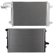 Radiator & AC Condenser Cooling Kit For 2006-13 Audi A3 2006-14 Volkswagen Jetta