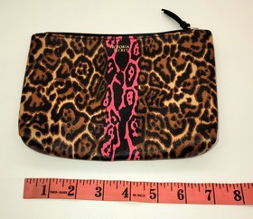 VICTORIA'S SECRET ♡ Bag Leopard Pink Cosmetic Makeup Soft Case Travel Clutch NEW