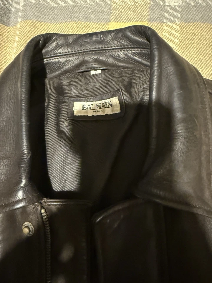 Balmain Paris Men's Real Leather Jacket Brown, Size Small - Image 2 of 4