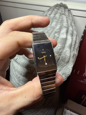 RADO Diamond Accent Watch Rectangle Black Dial   Black Rectangle