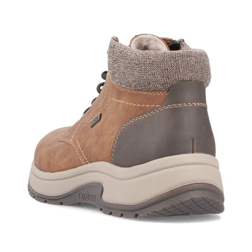 MENS RIEKER 11030-25 WIDE FITTING BROWN FUR LINED ANKLE BOOTS - Picture 7 of 8