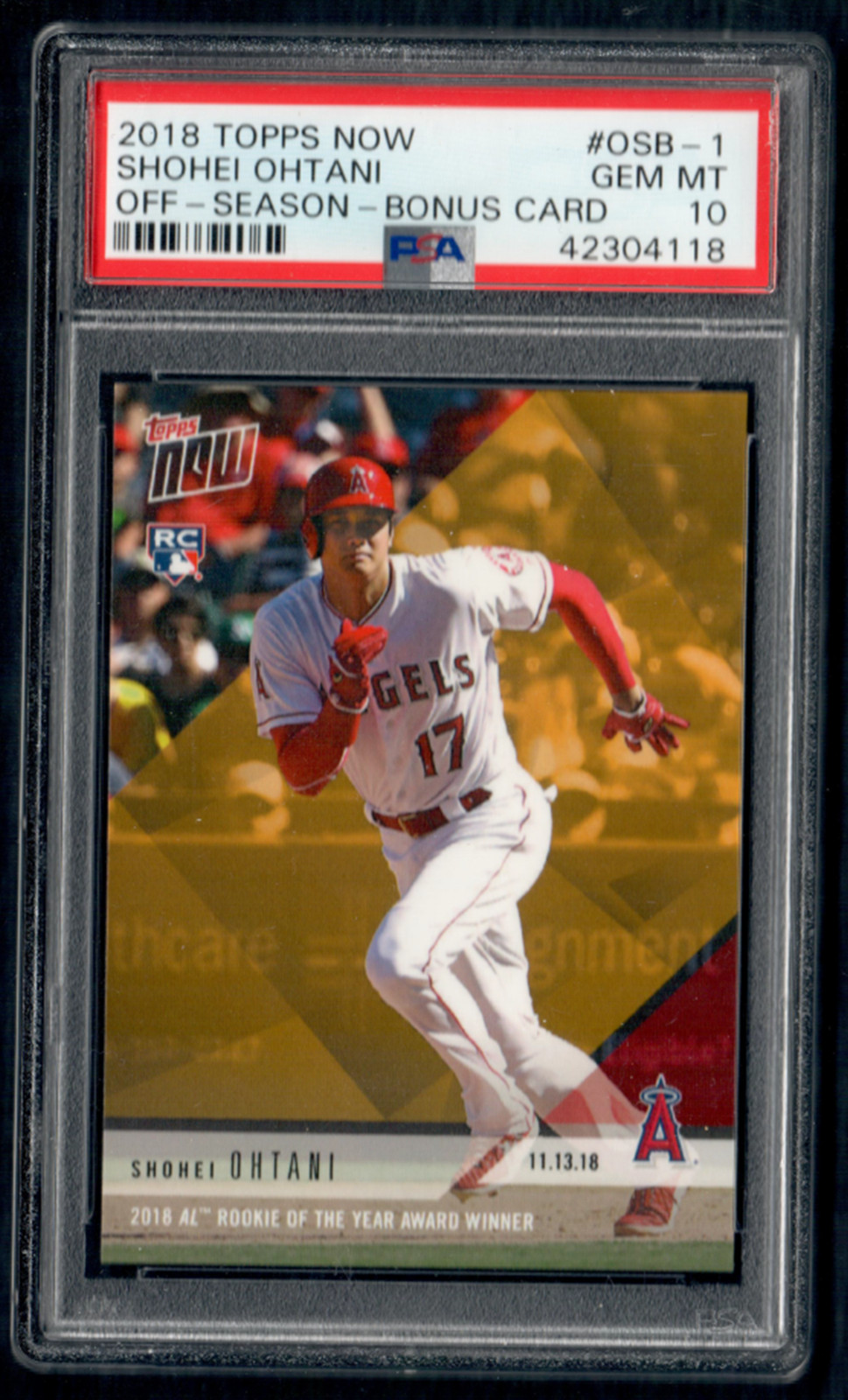2018 Topps NOW Off-Season Bonus #OSB-1 Shohei Ohtani PSA 10 RC