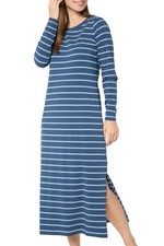 Belle Women's TripleLuxe Knit Striped Maxi Dress Indigo