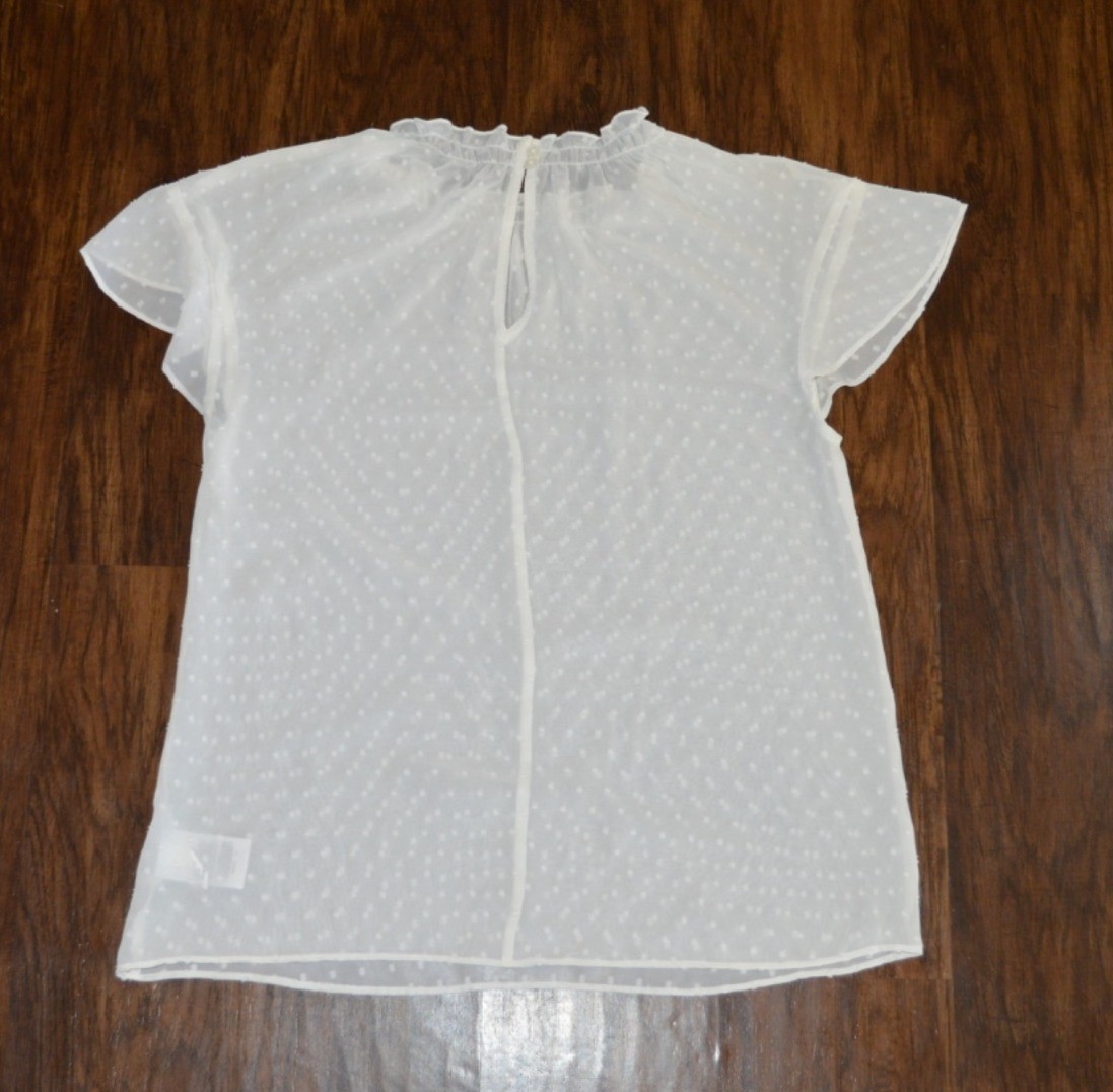 Express White Swiss Dot Sheer Flutter Sleeve Ruff… - image 2