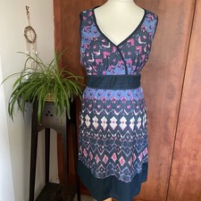 Pepperberry Dress 18 RC Really Curves Cotton Print Sleeveless Blue Multi Lined
